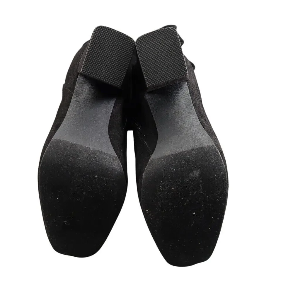 BP Shoes Womens 5.5 Boots Fashion Over The Knee Block Heel Zip Black Square Toe